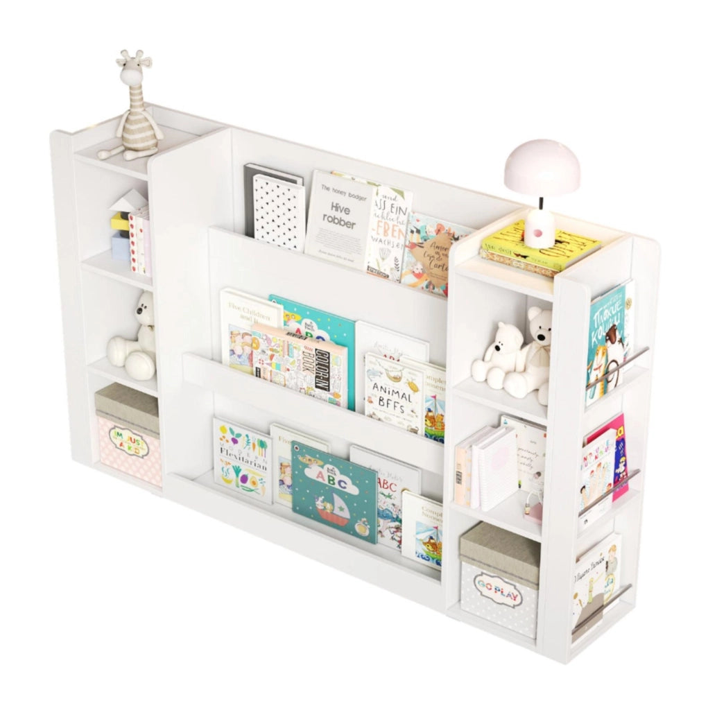 Libreria per Bambini in Legno con Ripiani Aperti e Angoli Arrotondati Bianca per Cameretta