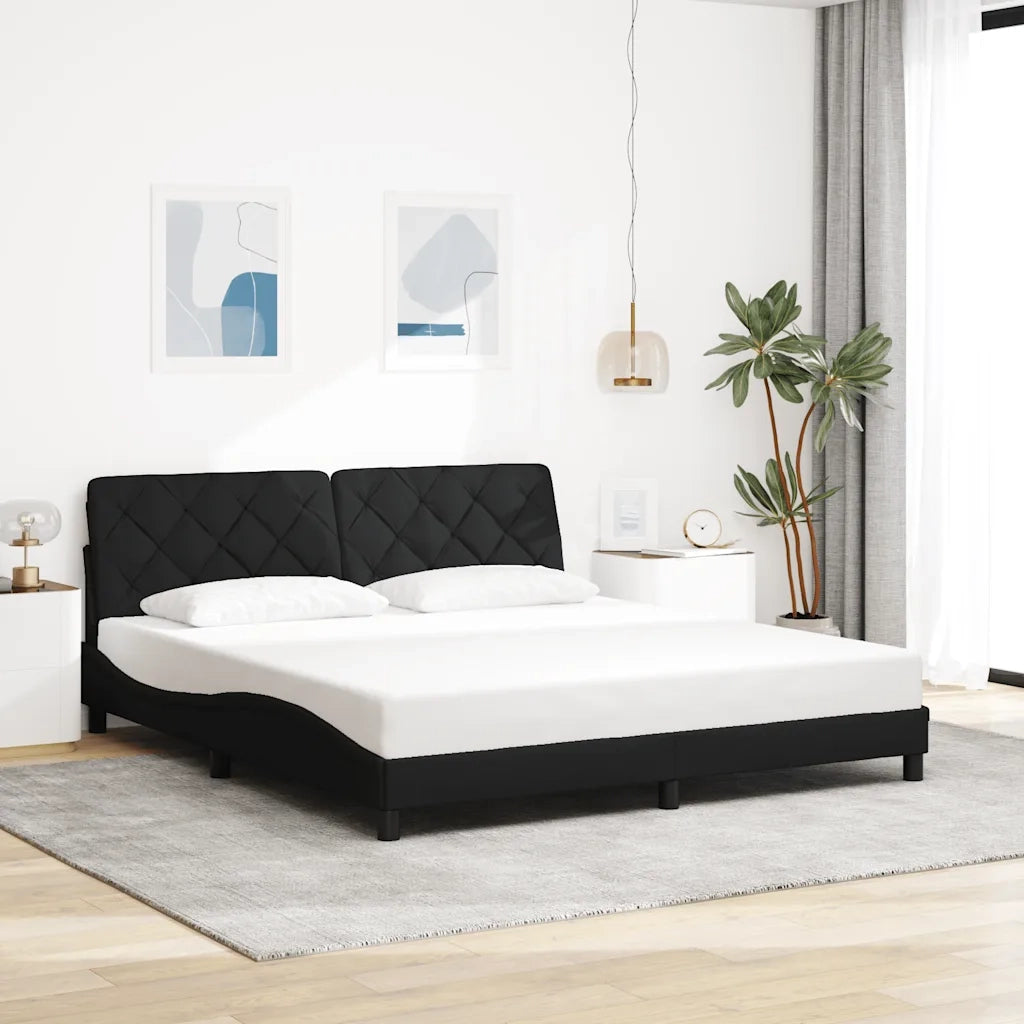 Giroletto senza Materasso-Struttura Letto Nero 180x200 cm in Tessuto 199469