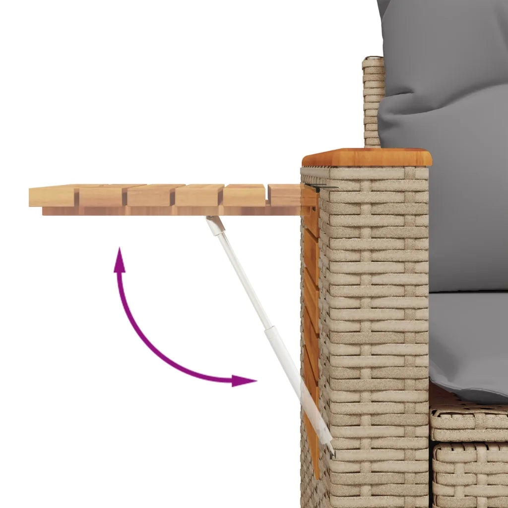 Set Divano da Giardino 3 pz con Cuscini-Sofa da Giardino-Divanetto da esterno Beige in Polyrattan 853721