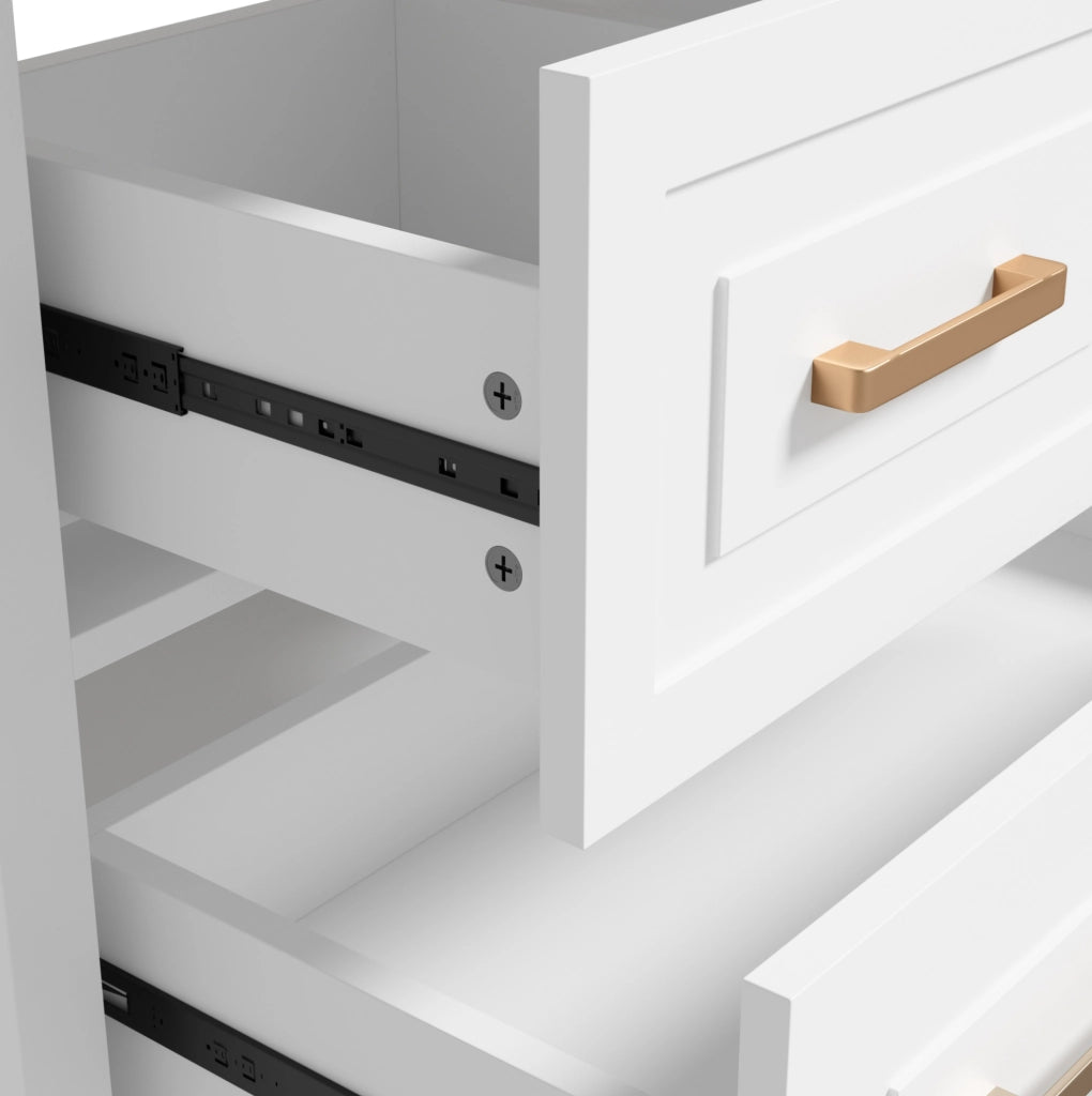 Mobile bagno bianco 76,5 x 47 x 82 cm con lavabo in ceramica integrato e 3 cassetti silenziosi