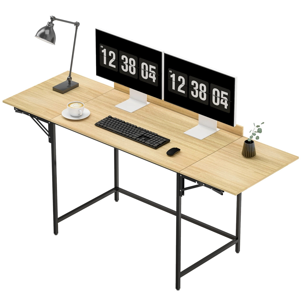 Scrivania Computer Regolabile con 2 Ripiani Estraibili ¨C Minimal ¨C Rovere Nero 100x50x75