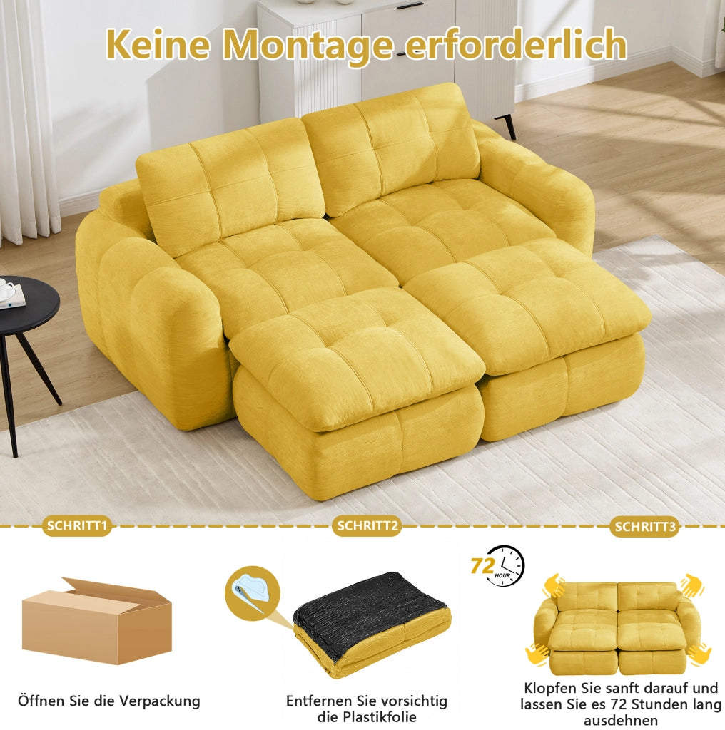DIVANO Modulare 194x160 cm in Chenille Giallo