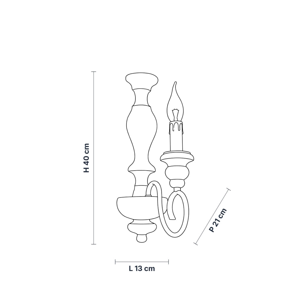 Applique Shabby Chic Cascina Bianco 1 Luce E14