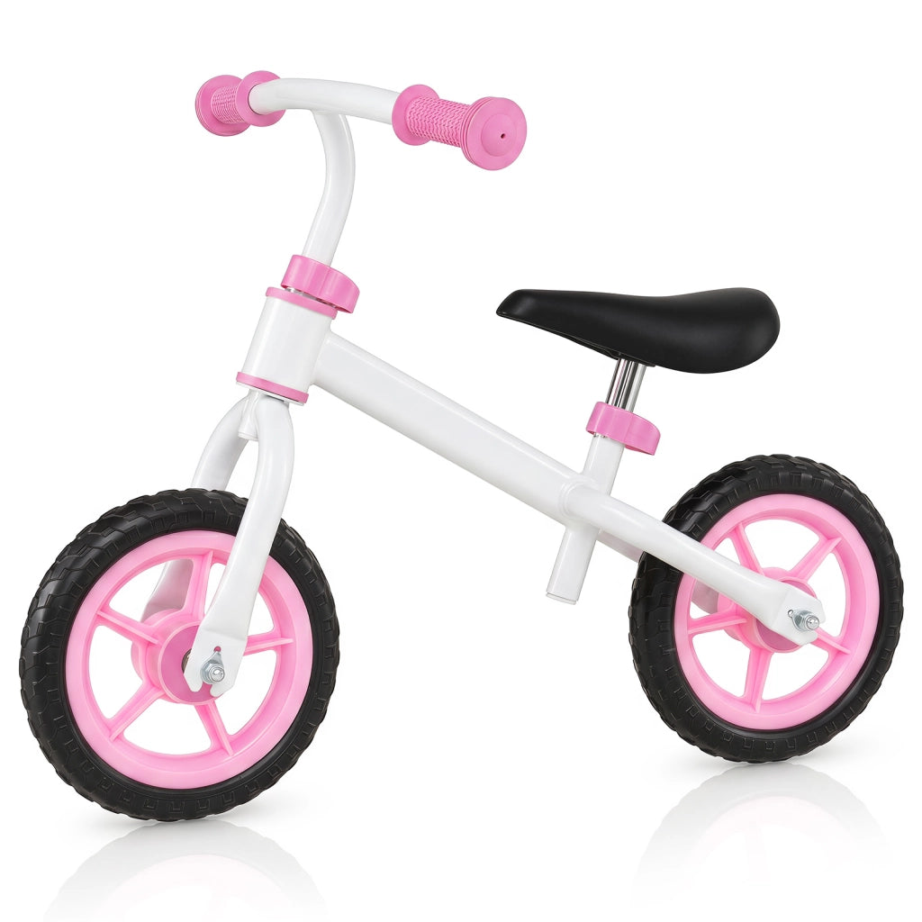 Bicicletta equilibrio senza pedali per bambini 3+ anni con manubrio e sellino regolabili in altezza, Bicicletta leggera con telaio in acciaio al carbonio Rosa