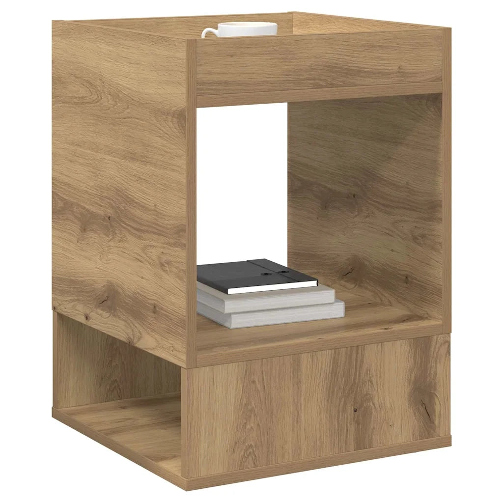 Tavolino | Tavolo laterale Rovere artigianale 40 x 40 x 56 cm Legno multistrato