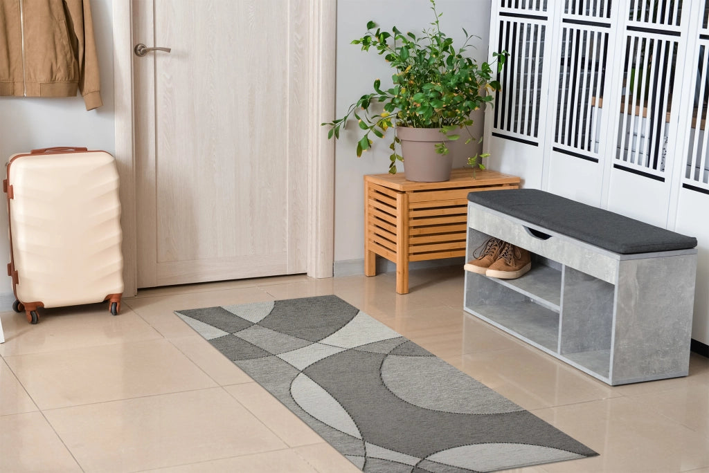 Tappeto Arredo Moderno Morbido in Ciniglia Ingresso Antiscivolo Prodotto Italiano  Soggiorno Camera Salotto Disegni Piazzati Cotone Varie Misure Grande Hills/Grigio - 140x200 cm