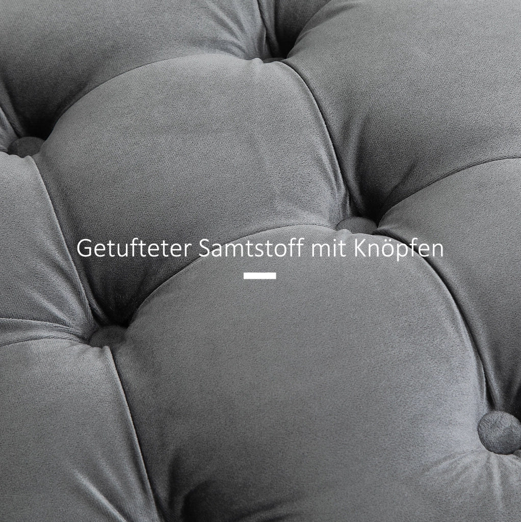 Pouf Vintage in Metallo e Schiuma con Spazio Contenitore, 55x55x42 cm, Grigio Carbone