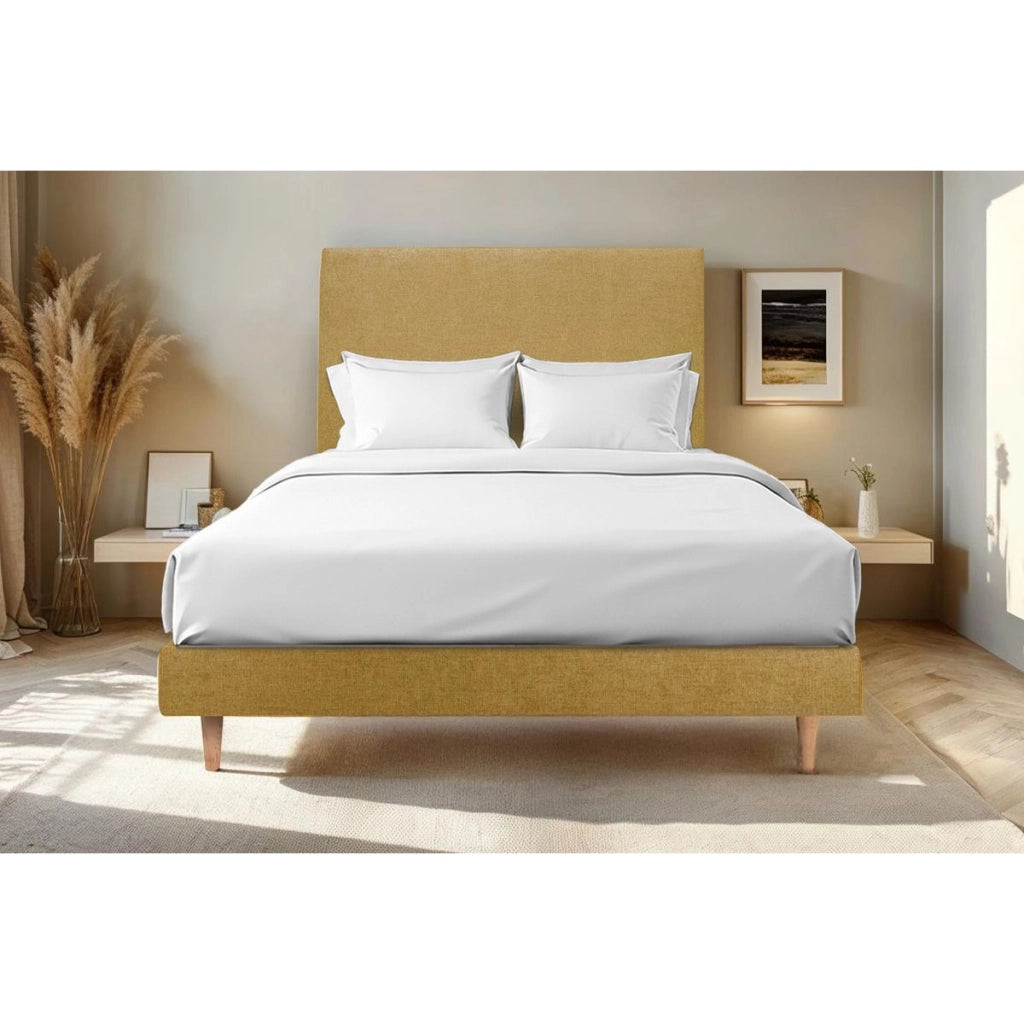 Letto 135x190 cm con testata imbottita - Tessuto Tela opaca