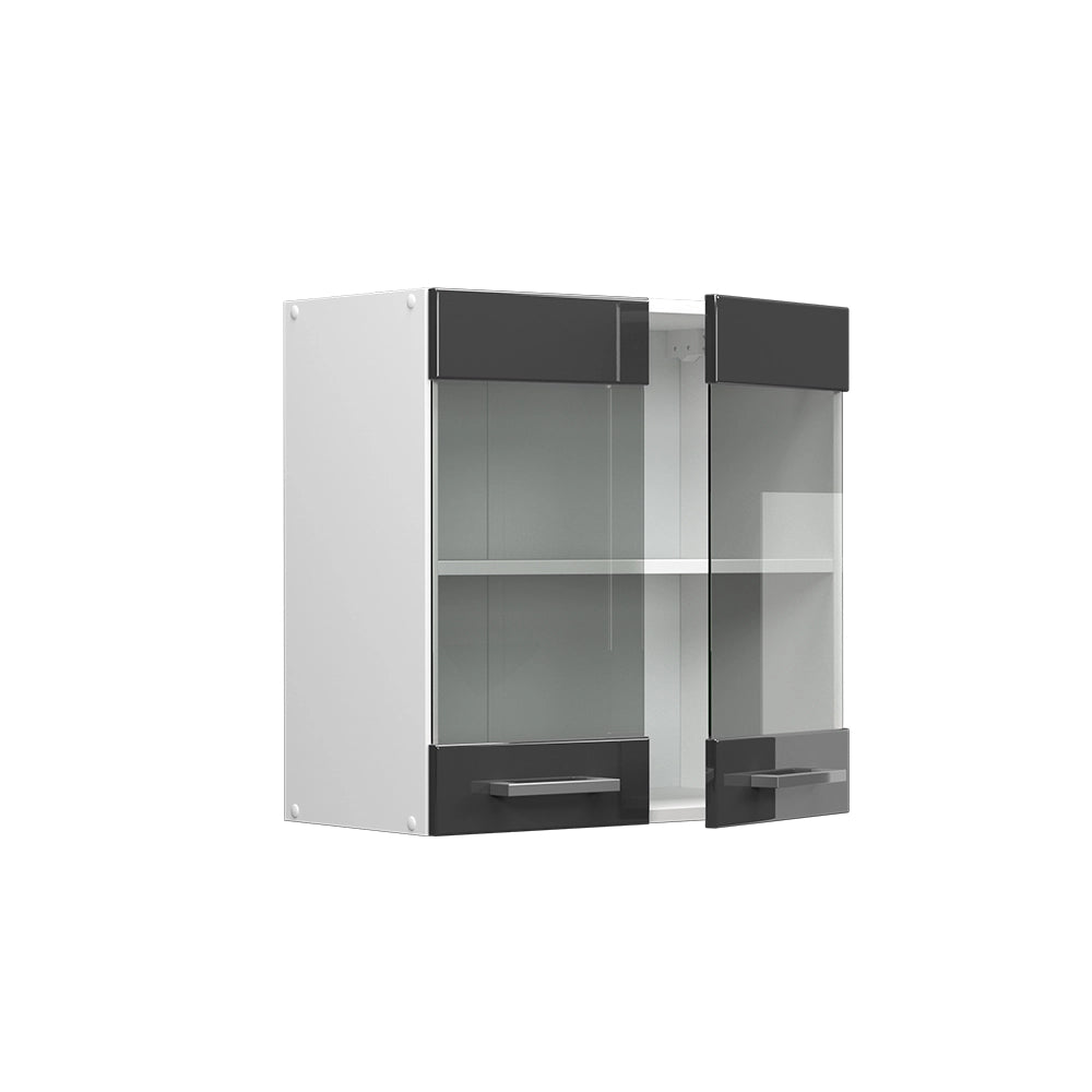 Vicco Pensile universale Antracite lucido 60 cm con ante in vetro