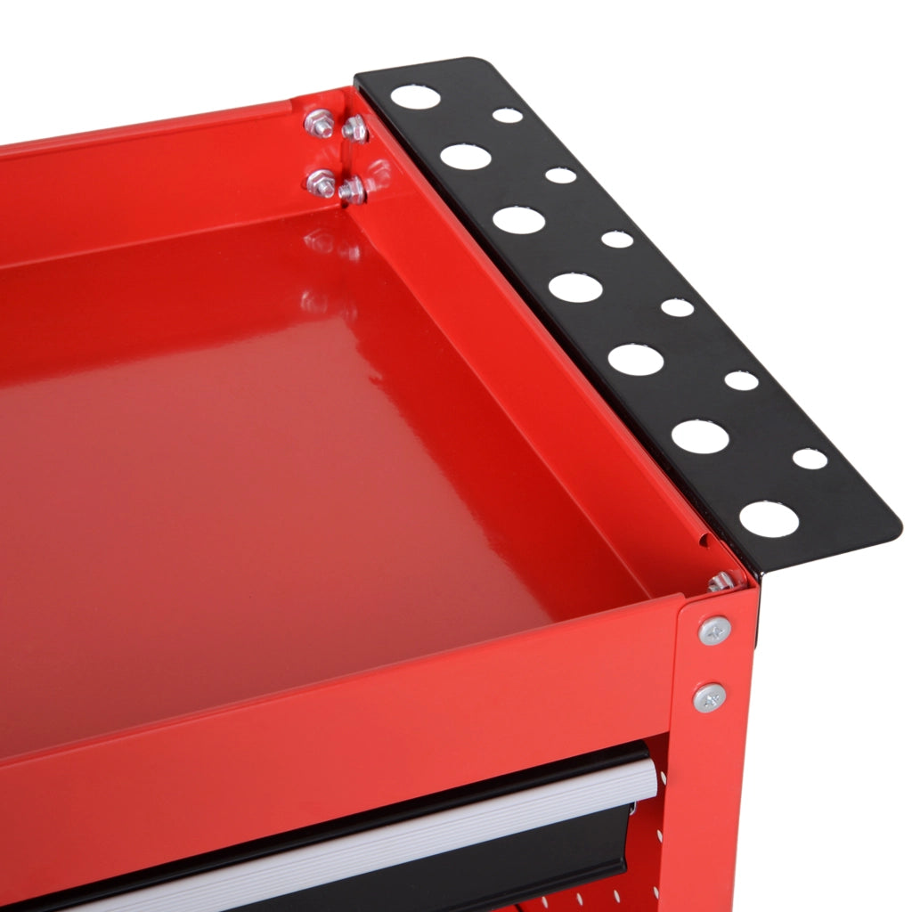 Carrello per Attrezzi con 3 Vassoie e Cassetto ¨C Zephmum ¨C Rosso