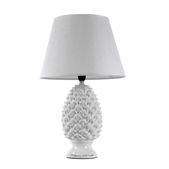LAMPADA LUMETTO CON DESIGN A PIGNA CON BASE IN COLORE BIANCO 36 CM