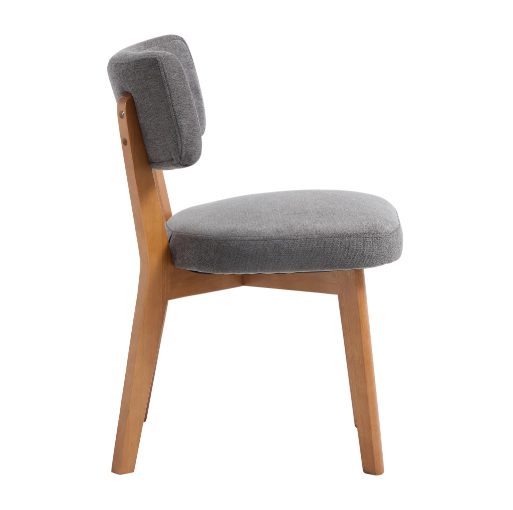 Set 2 sedie da pranzo imbottite grigie con gambe in legno massello HOMVRA