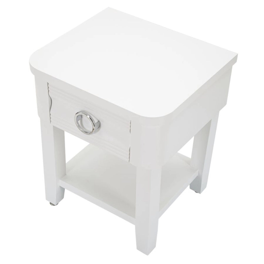 Comodino VKH10, Bianco, Legno, 45x40x54 cm