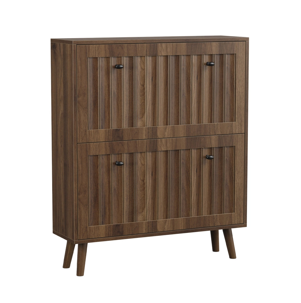 SCARPIERA a 2 Ribalte 80x24x95 cm Noce con Vano Aperto