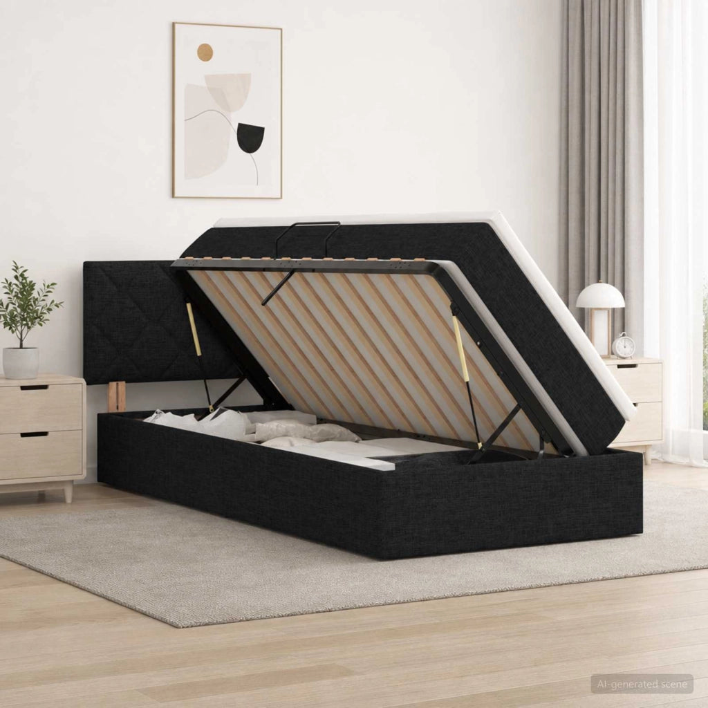 Letto con contenitore e materasso Nero 100 x 200 cm Velluto 3458666