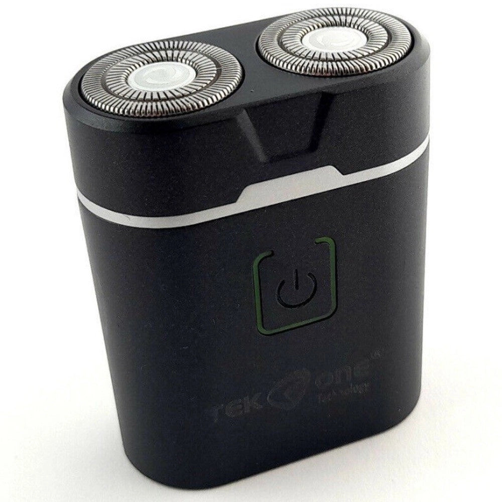 Trade Shop - Mini Rasoio 2 Testine Elettrico Ricaricabile Uomo Barba Waterproof Mod. 6558 -