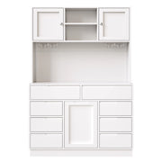 Armadio alto moderno bianco con 8 cassetti, ripiani regolabili e illuminazione LED smart 120×40×183,5 cm