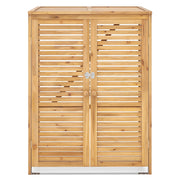 Casetta in legno per bidone della spazzatura da 120L, Riparo esterno per contenitore rifiuti con coperchio apribile Naturale 3 Pezzi