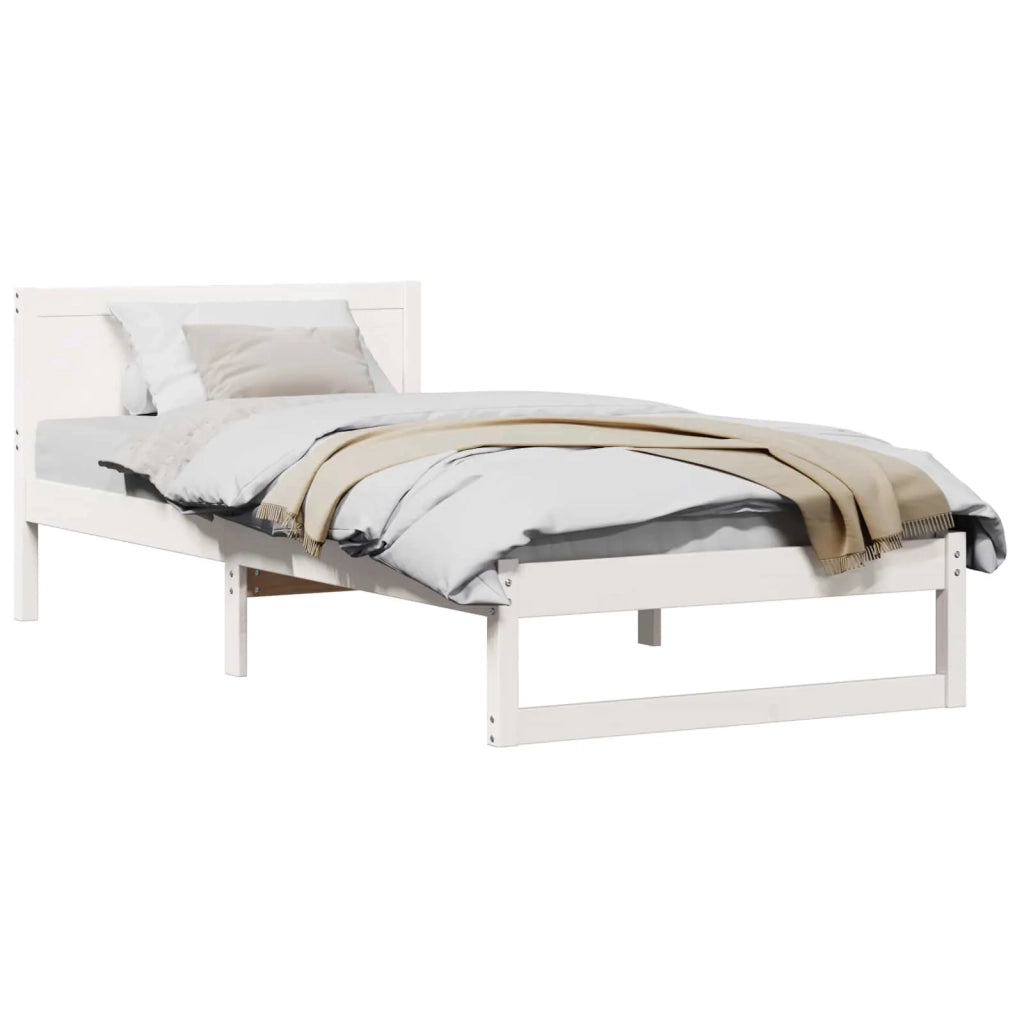 Struttura del letto-Giroletto-Rete del Letto Bianco 90 x 190 cm Pino massello 941431