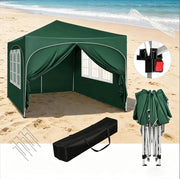 Gazebo pieghevole 3x3 m verde con 4 pareti laterali