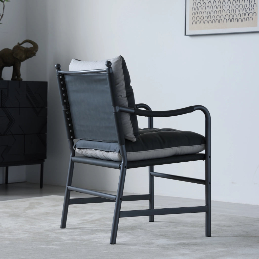 Poltrona aggiuntiva 60x62x90 cm in pelle PU nera con braccioli, stabile -