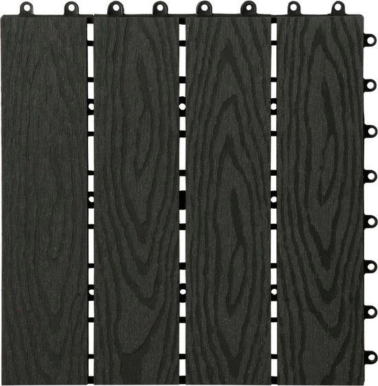 Set di Tegole da Giardino con Sistema di Chiusura a Click - 11 pezzi - Resistente alle Intemperie e Solido - Tegola da Giardino, Tegole da Giardino - 30x30 cm - Antracite