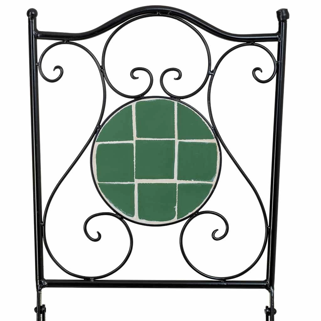 Set tavolo e 2 sedie in mosaico e ferro battuto Verde, tavolo: P60x75h