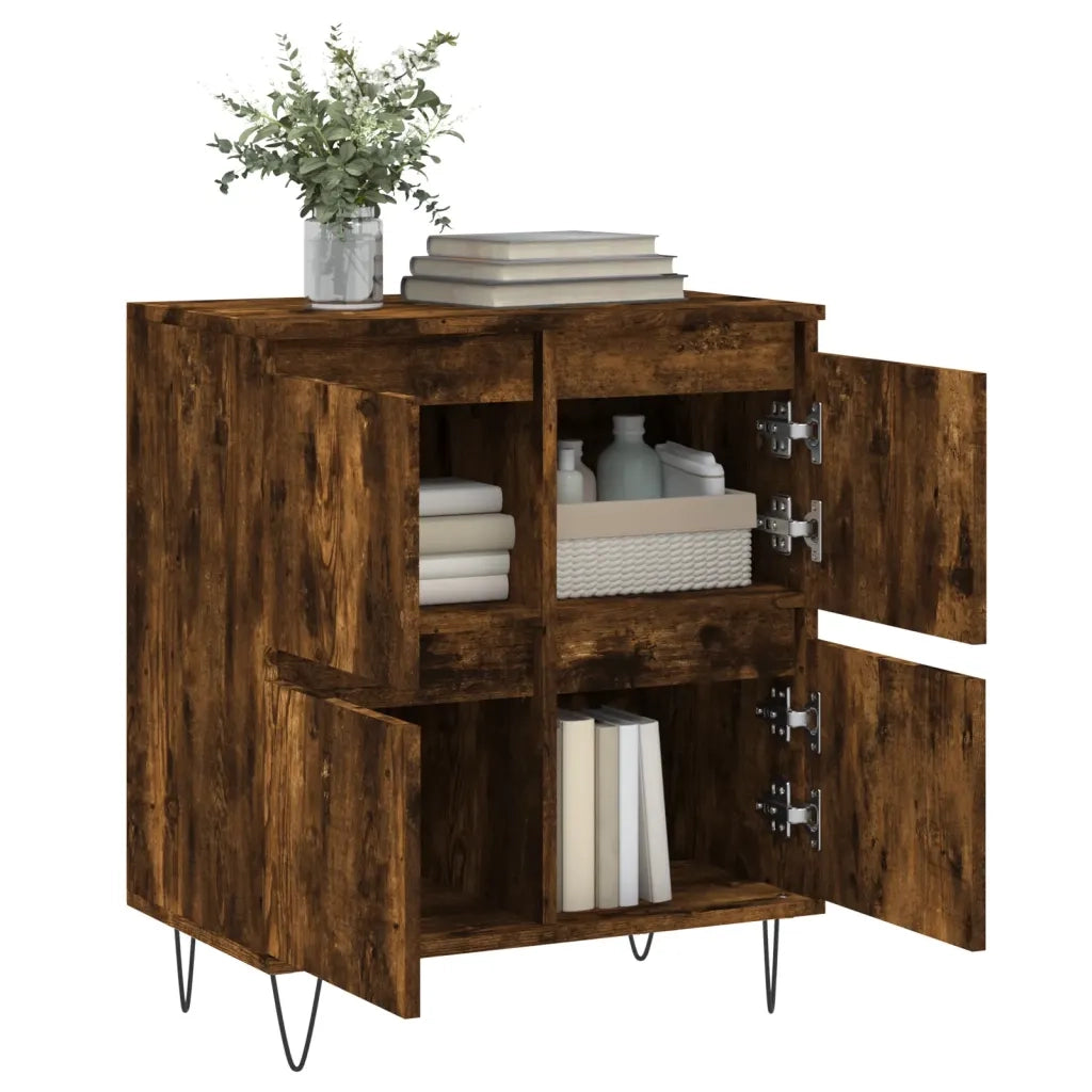 Credenza Rovere Fumo 60x35x70 cm in Legno Multistrato 831217