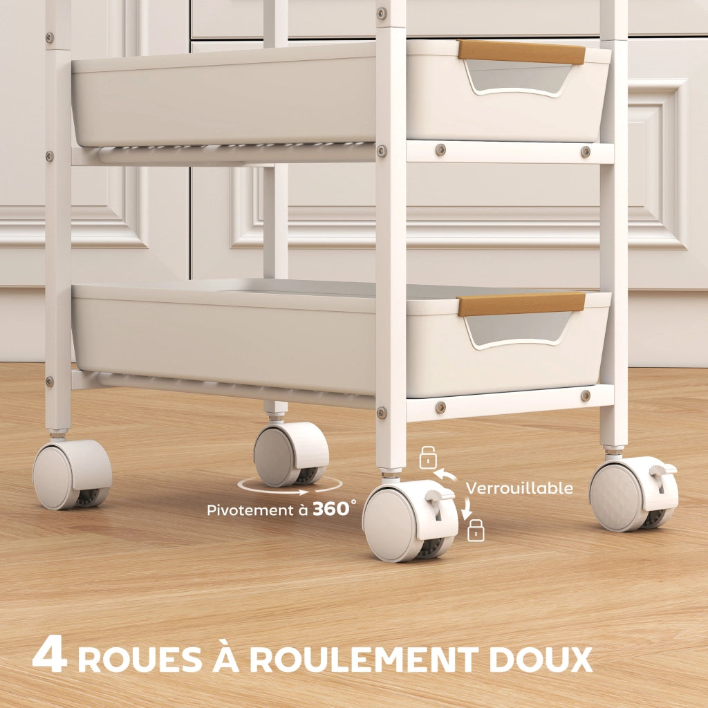 Carrello a rotelle con cassetti e ripiani ¨C Minimal ¨C Bianco