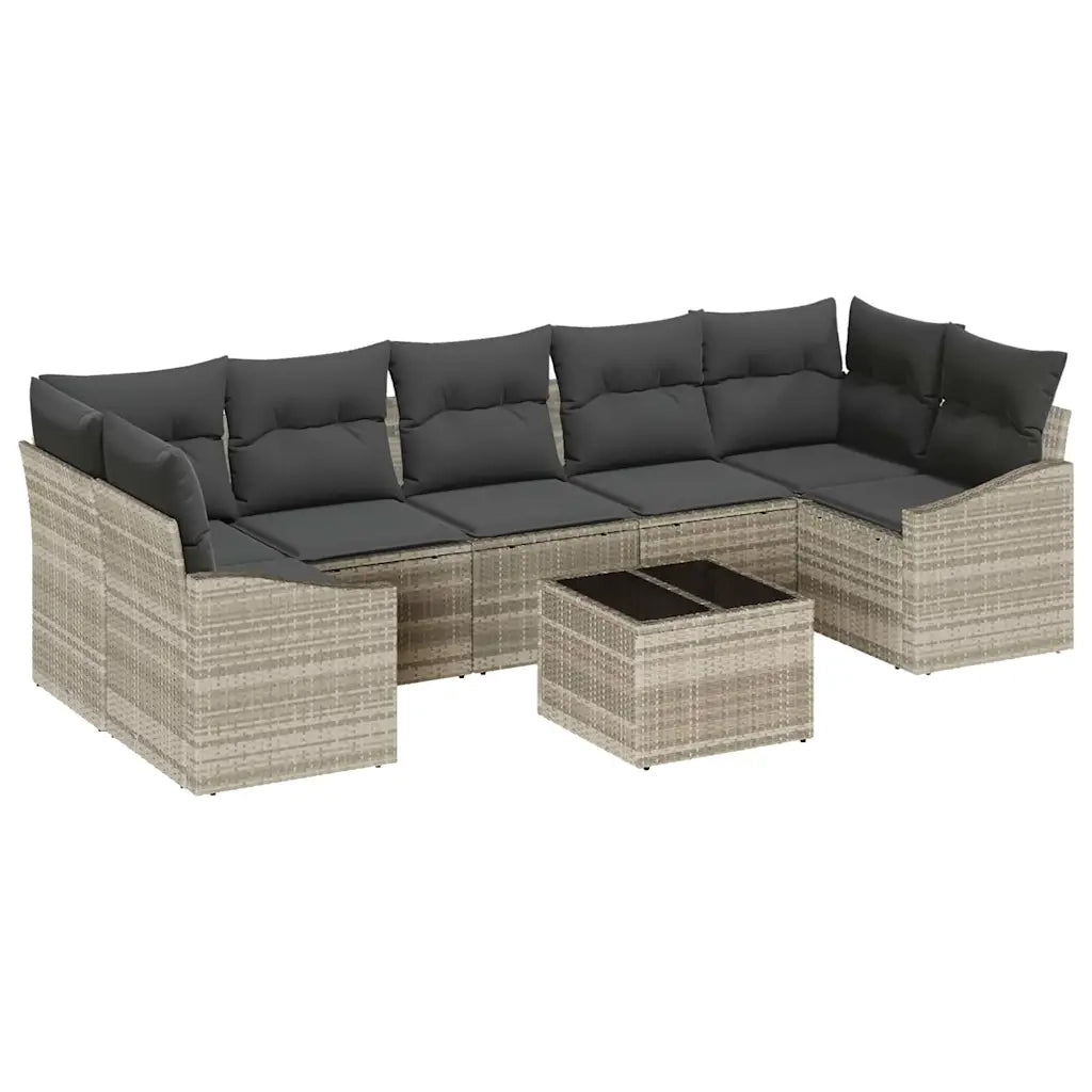 Set di divani 8 pcs Grigio chiaro e grigio scuro polyrattan