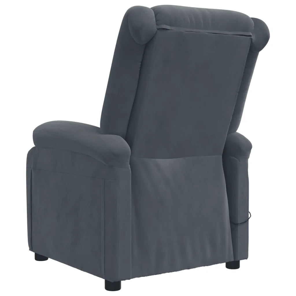 Poltrona Massaggiante | Sedia Relax Grigio Scuro in Velluto