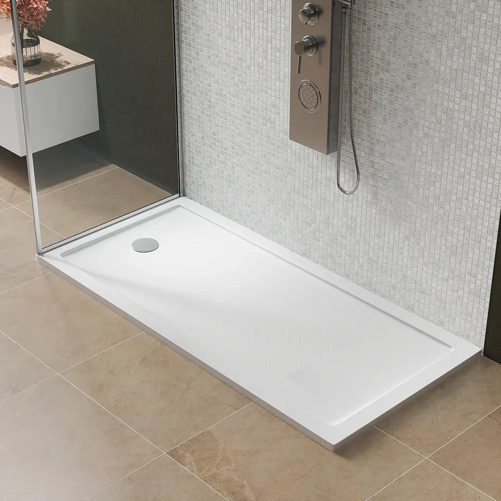 Piatto doccia 70x170 cm bianco lucido bordato in acrilico rinforzato | Asteios