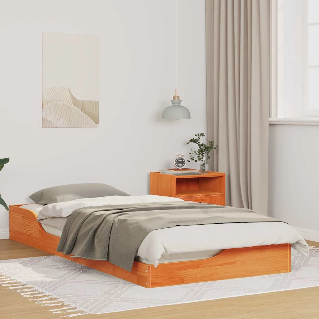 Struttura del letto-Giroletto Marrone cerato 100 x 200 cm Pino massello 762259
