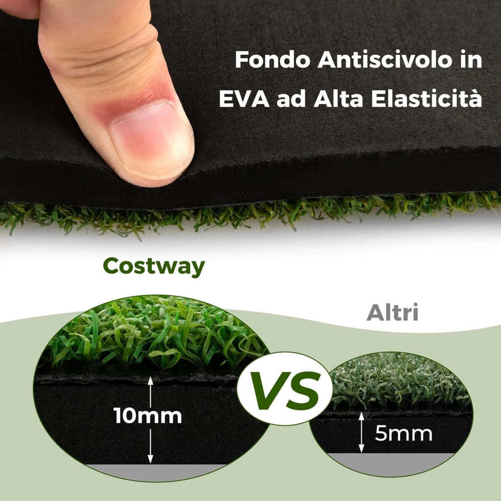 appeto da Allenamento Golf 3-in-1, Tappetino da Allenamento in Erba Sintetica con 2 Punte da Golf, 2 Aste di Allineamento e 3 Fori Preforati per le Punte