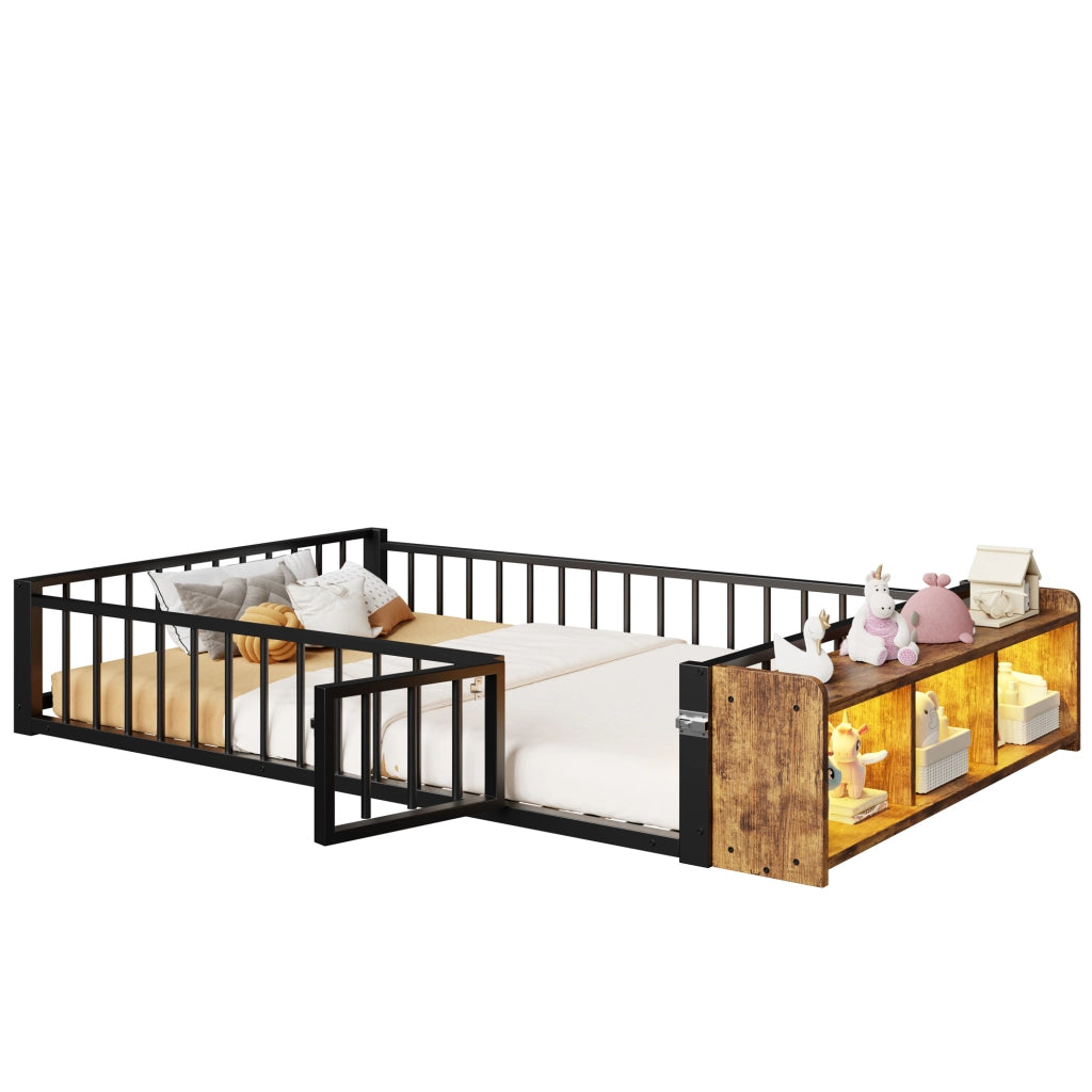 letto basso metallo mdf nero 140 x 200 cm