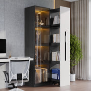 Vetrina con frontale in vetro LED e cassetto estraibile laterale in MDF per soggiorno e cucina 70 × 40 × 160 cm
