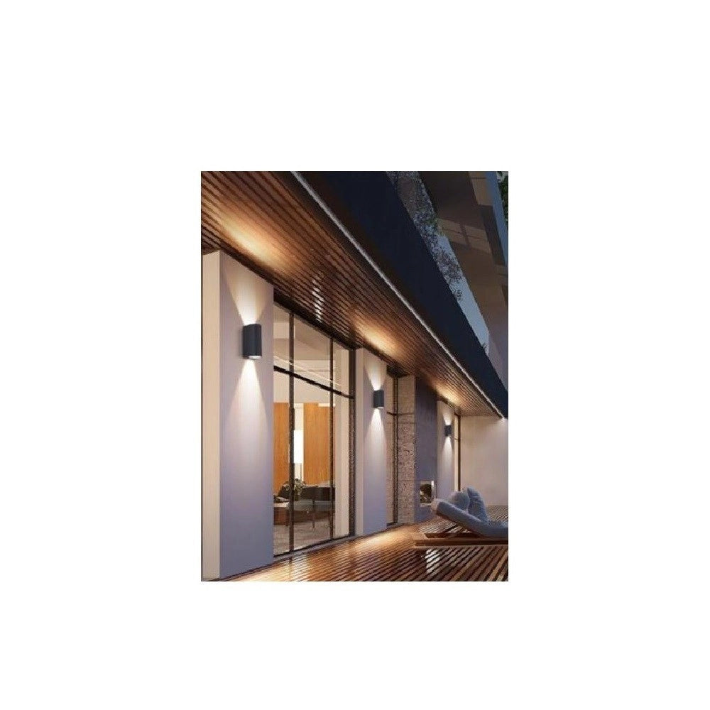 Trade Shop - Applique Da Esterno Cilindro Up&down Lampada Da Parete Giardino 2xgu10 Ip65 Es14 - Nero