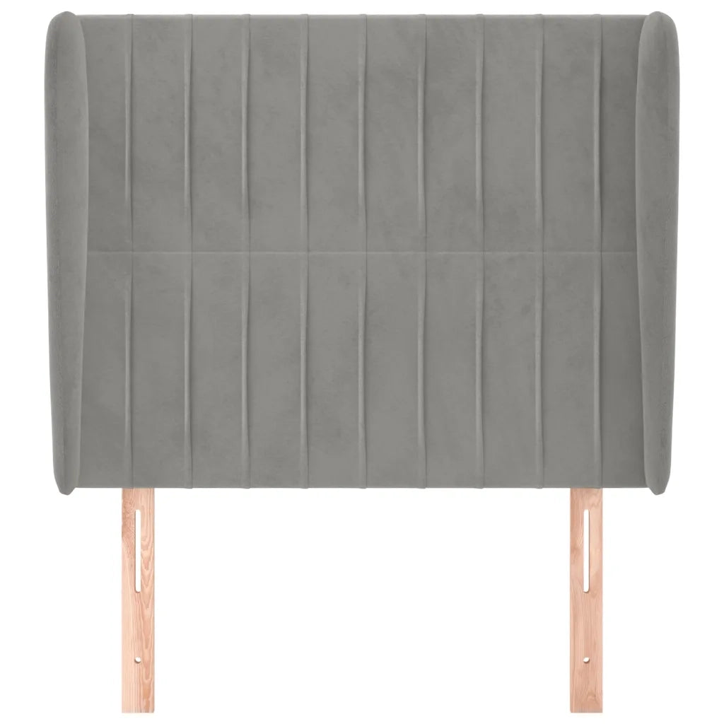Testiera | Testata ad Orecchio Grigio Chiaro 93x23x118/128 cm in Velluto