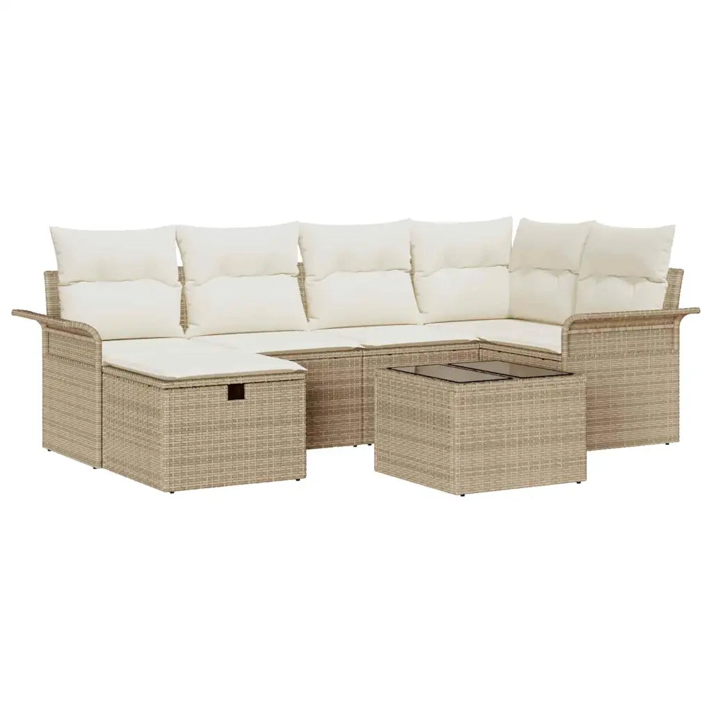 Set Divano da Giardino con cuscino 7 pcs Poly Rattan