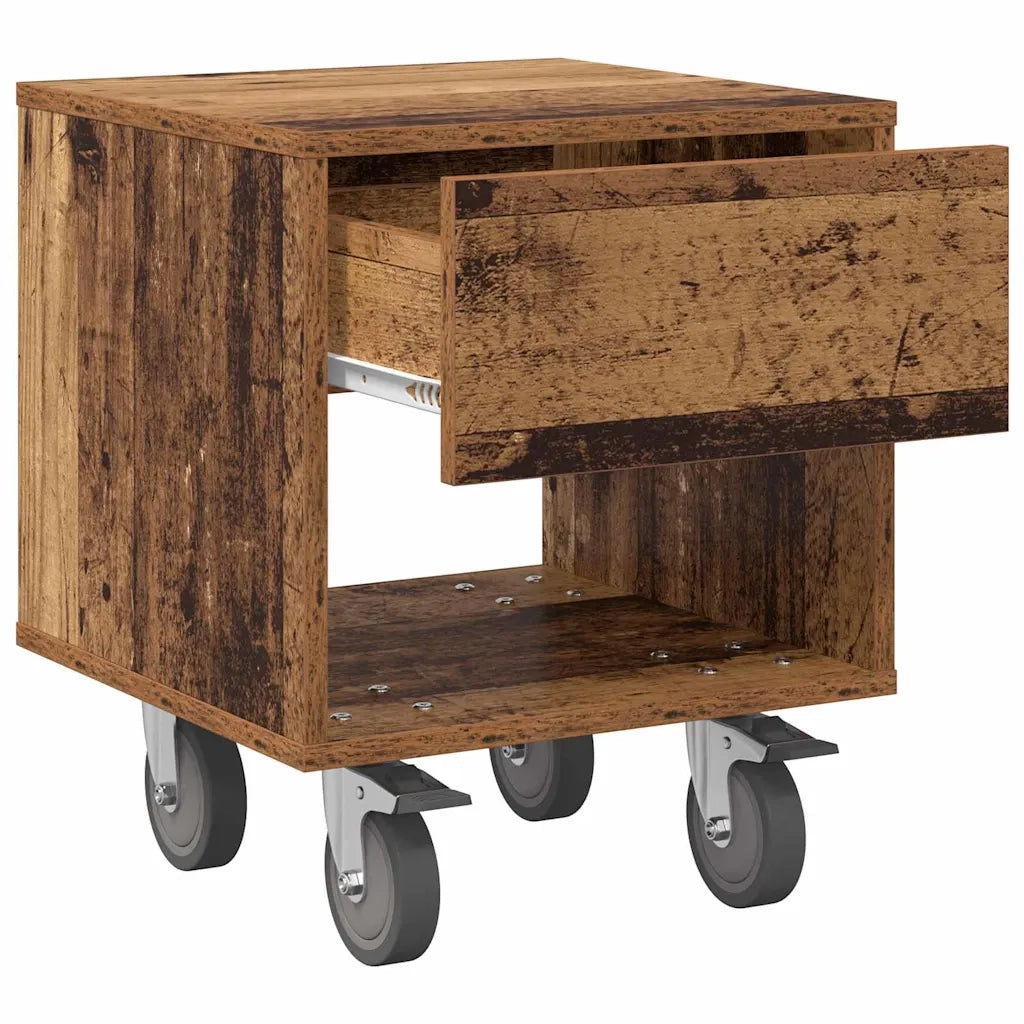 Set di 2 Comodini | Armadio da Notte | Mobiletto da notte Legno vecchio 40,5 x 40 x 48 cm