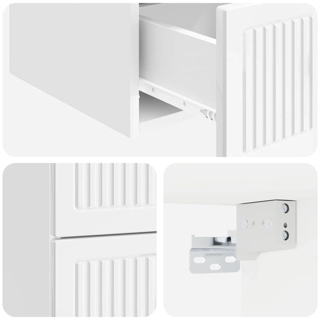 Mobiletto da notte a muro 2 pz Bianco Lucido 33 x 34,5 x 40 cm 897964