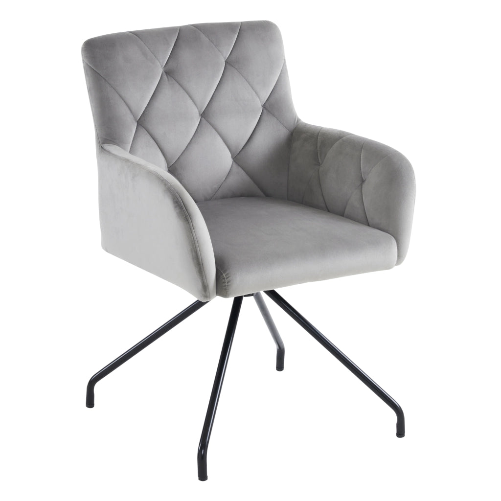 Set 6 Sedie da Pranzo Imbottite ¨C Xylo ¨C Velluto Grigio Chiaro, Gambe in Metallo