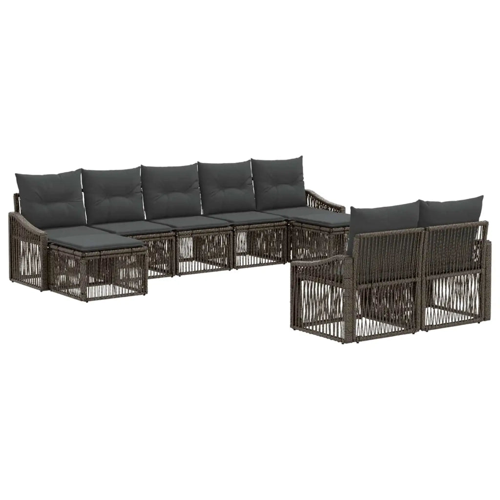 Set Divano da Giardino 9 pz Grigio polyrattan 3436133