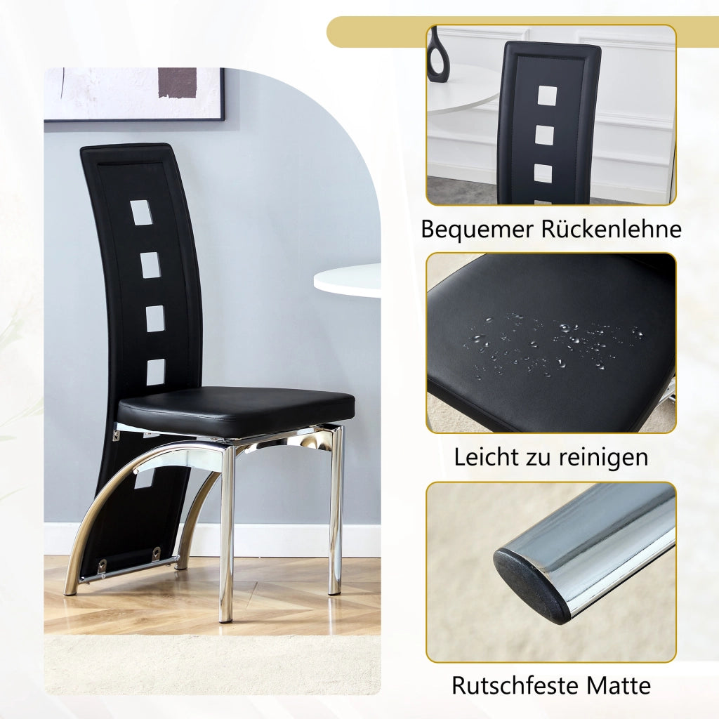 SEDIA DA PRANZO Set da 2 pezzi 102,5 cm PU nero metallo argento