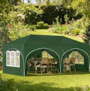 Gazebo pieghevole verde 3x6 m con 6 pareti laterali