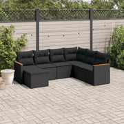 Set Divani da Giardino con Cuscini 7pz Nero Polyrattan 3258604
