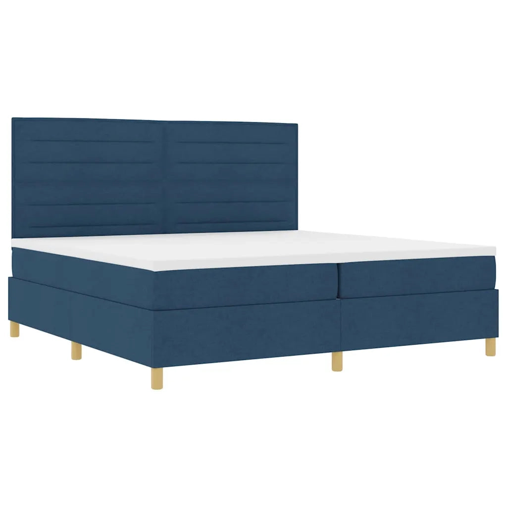Letto a Sorgente LED con materasso Blu 200 x 200 cm Tessuto