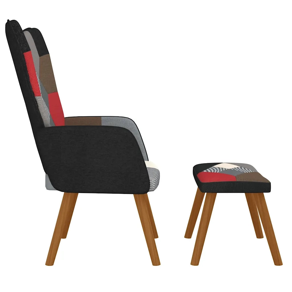 Poltrona Relax con Poggiapiedi in Tessuto Patchwork 328196