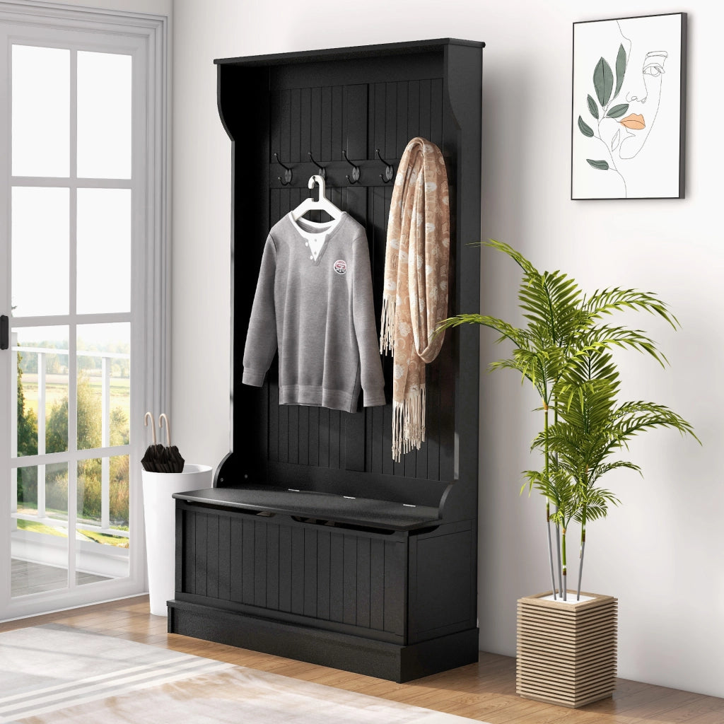 Appendiabiti con panca e 5 ganci ¨C zephmum ¨C 96x34x179,7 cm nero