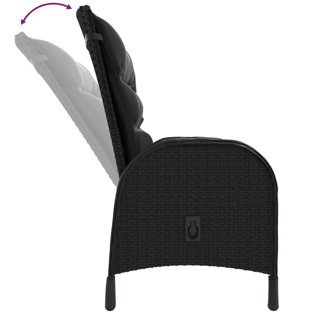 Set da Bistrot per Giardino 3 pz | Set Salotto da Giardino in Polyrattan Nero
